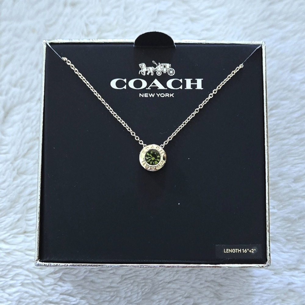 Coach Raised Gold💛 Slider Disc💿 Pendant Necklace - NIB - Picture 4 of 16